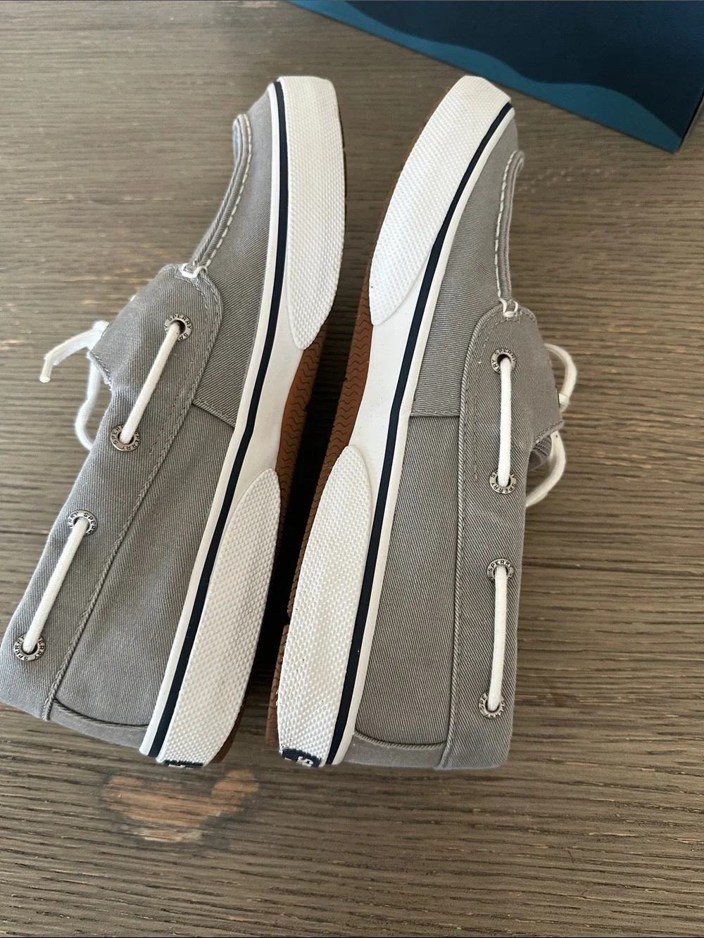 Sperry Men’s Halyard 2 eye sw grey with memory foam canvas boat sneaker size 10